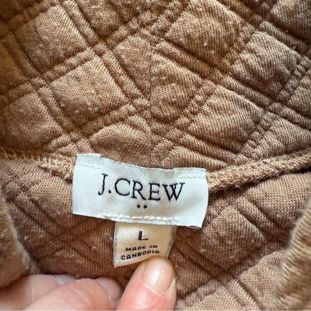 J. Crew Women's Quilted Camel Pullover Sweatshirt - size large - Picture 6 of 11